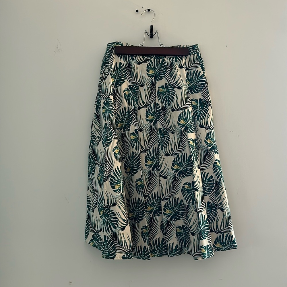 Tropical print midi skirt